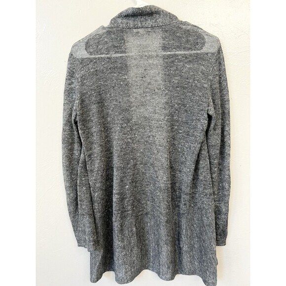 EILEEN FISHER Cardigan XS Organic Linen Slub Sheer Open Front Long Sleeve Gray - Picture 6 of 6